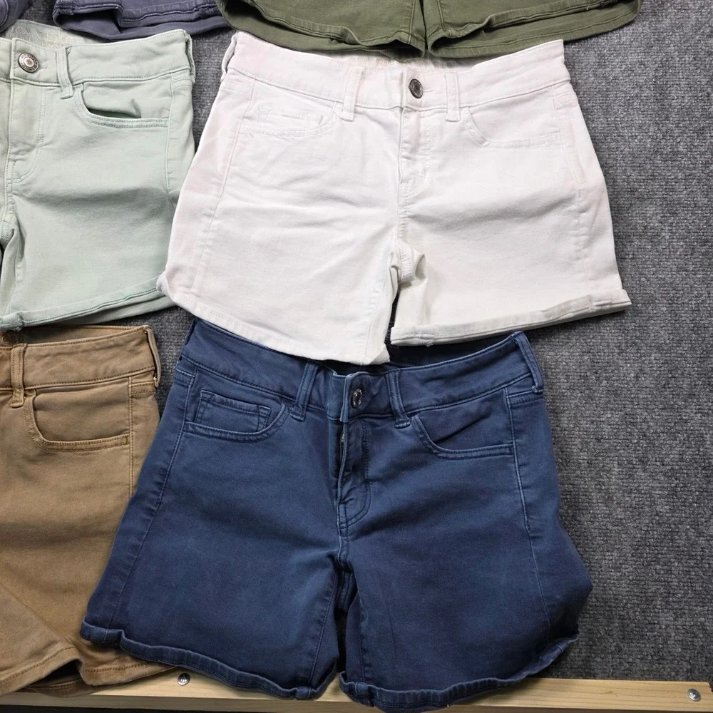 American Eagle Super Stretch Shorts Womens 4 Multicolor Bundle 6pk Mid Rise Mini